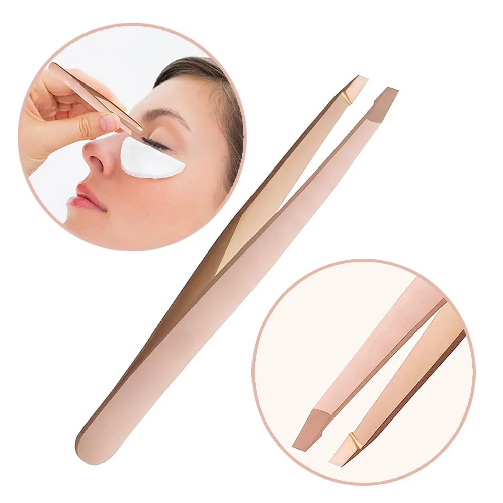Best Rose Gold Tweezers Eyebrow Set Slanted Eyebrow Tweezers Stainless