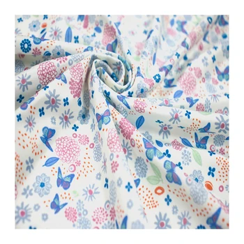 100% Polyester Lightweight Fabric Organic Milk Fiber Fashion Butterfly Print Girls' Bags Garments Sleepwear Underwear Suits