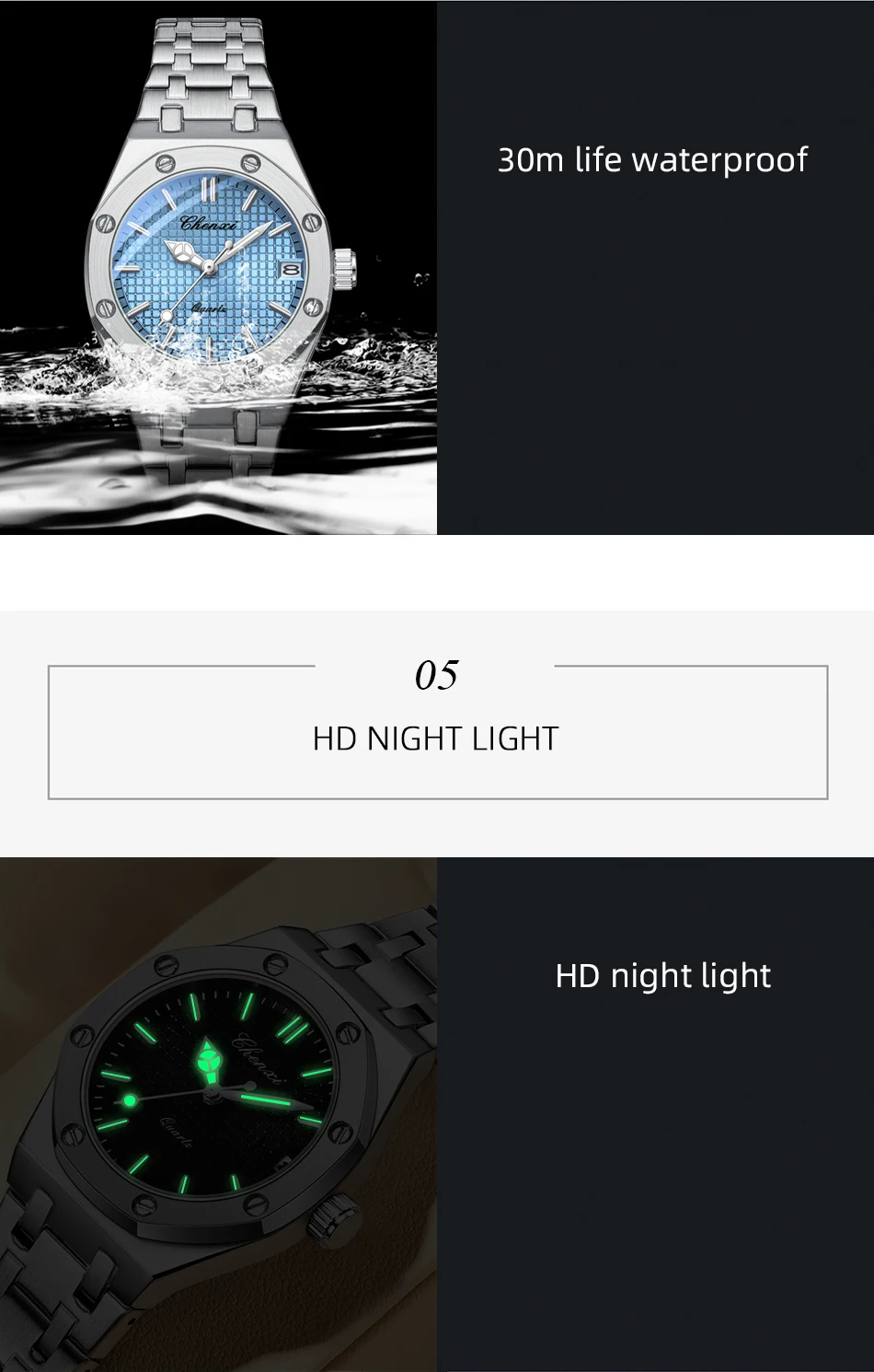 CHENXI 648 New Women Top Brand Luxury Bracelet Quartz Watch Waterproof Luminous Date Stainless Steel Wristwatch Ladies Gift