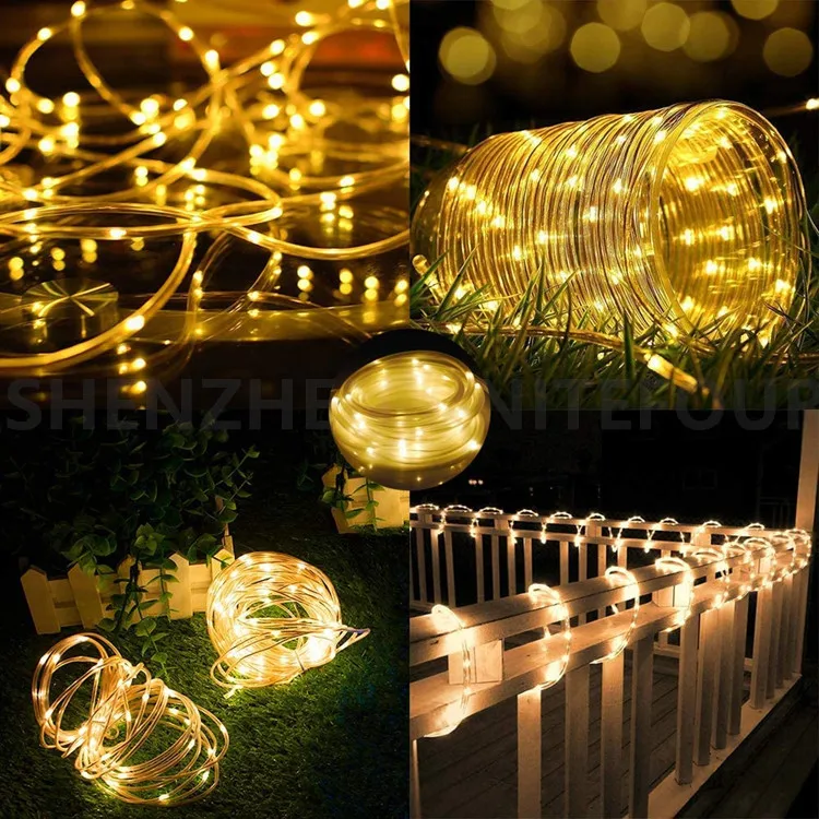 5W Remote Control RGB LED Rope Lights USB Rechargeable 33Ft LED String Lights Outdoor IP65 Waterproof Colorful Fairy Tube Light