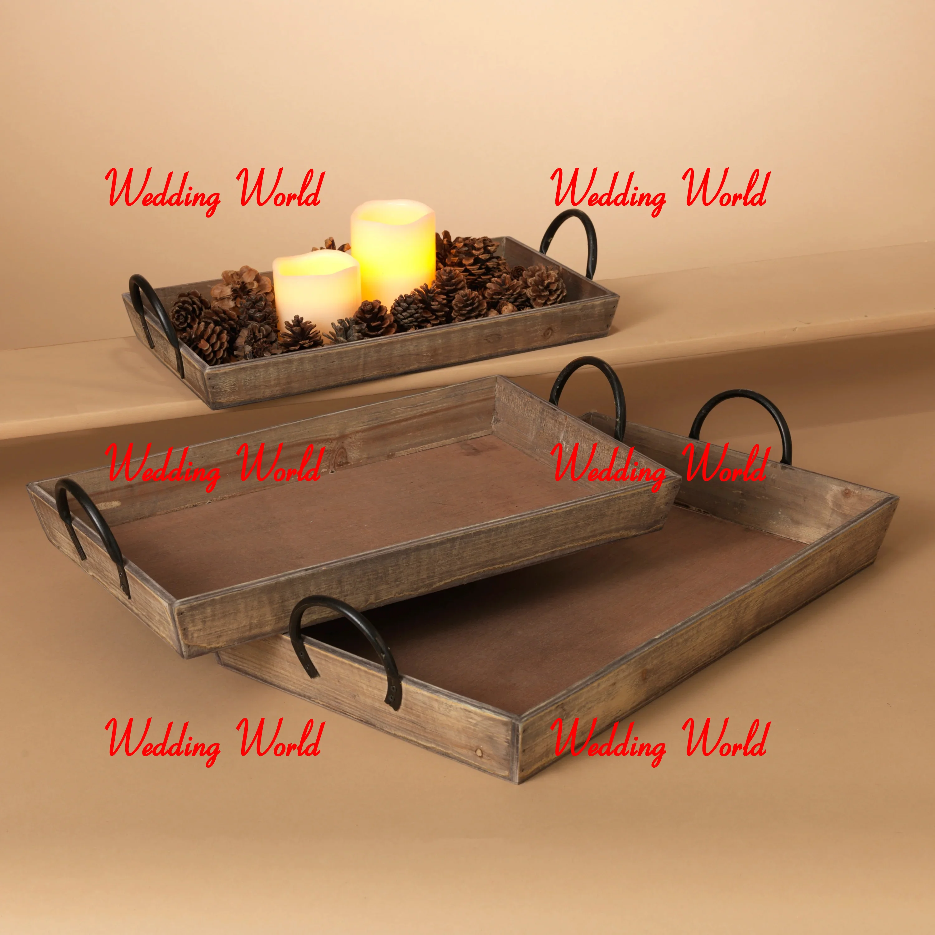 Wooden Arabic Serving Tray Set Of Two Handmade Designer Platter Classic