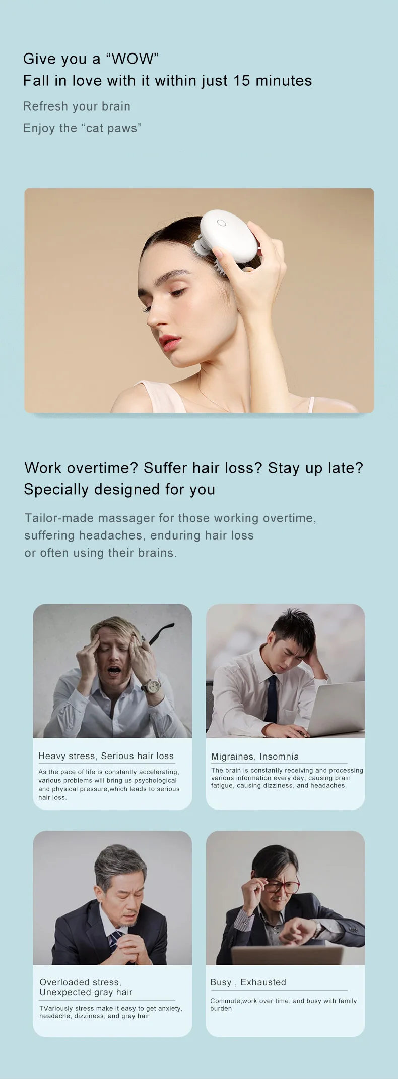 Ems Portable Electric Wireless Waterproof Head Scratcher Hair Scalp