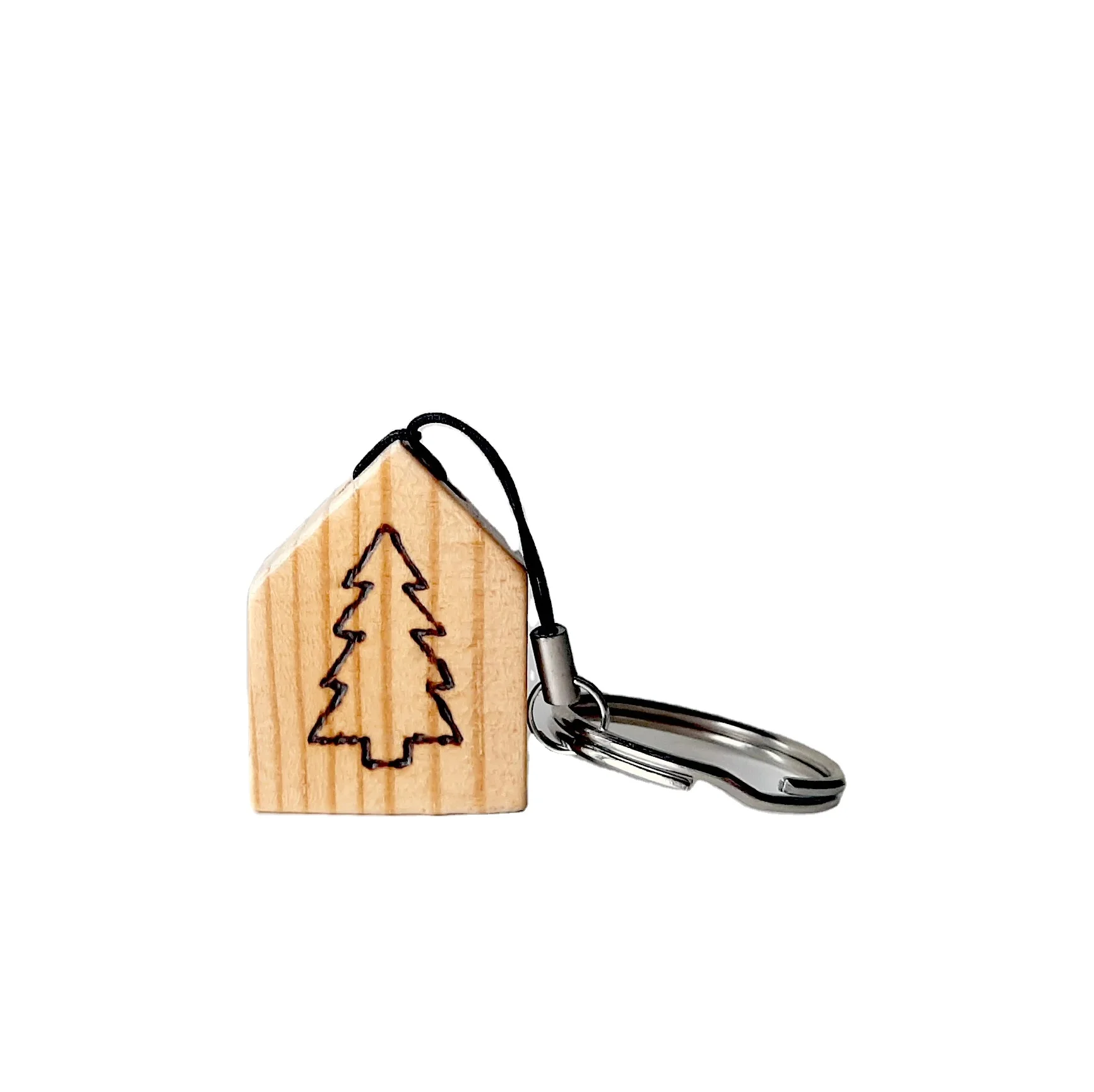 Customized Design Wood Keychain and Customized Size Wooden Key Ring Christmas Tree Design Piece Chain Ring