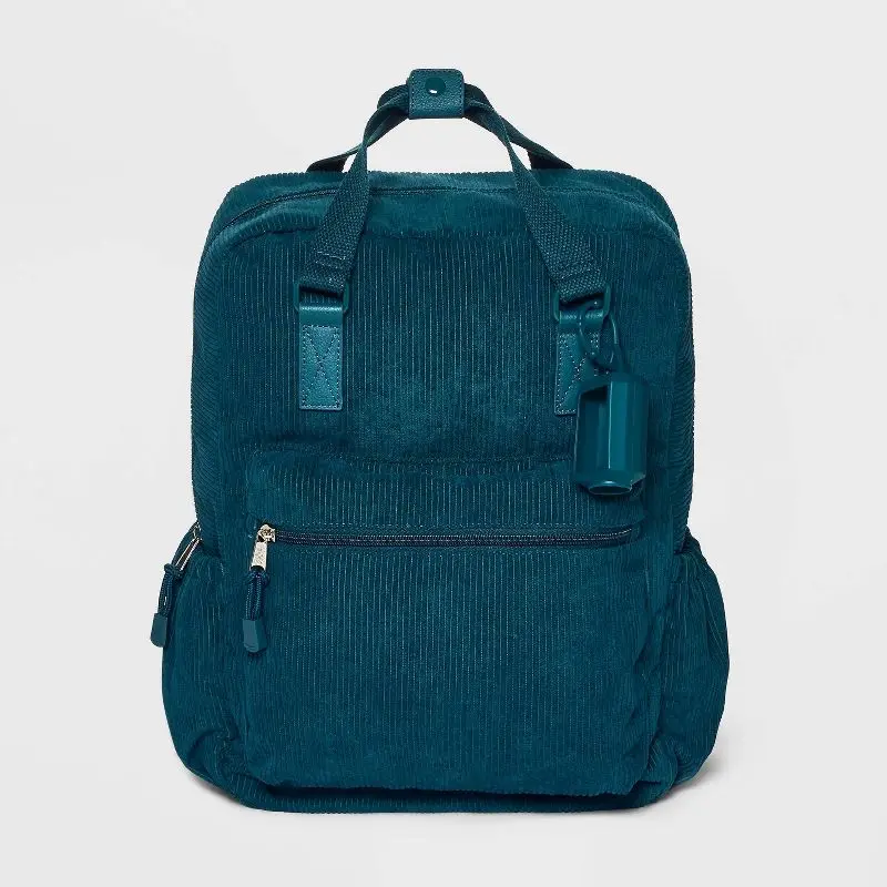Large Outdoor Durable Leisure Travel Bag Solid Color Zipper School Children Kids Corduroy Polyester Backpack