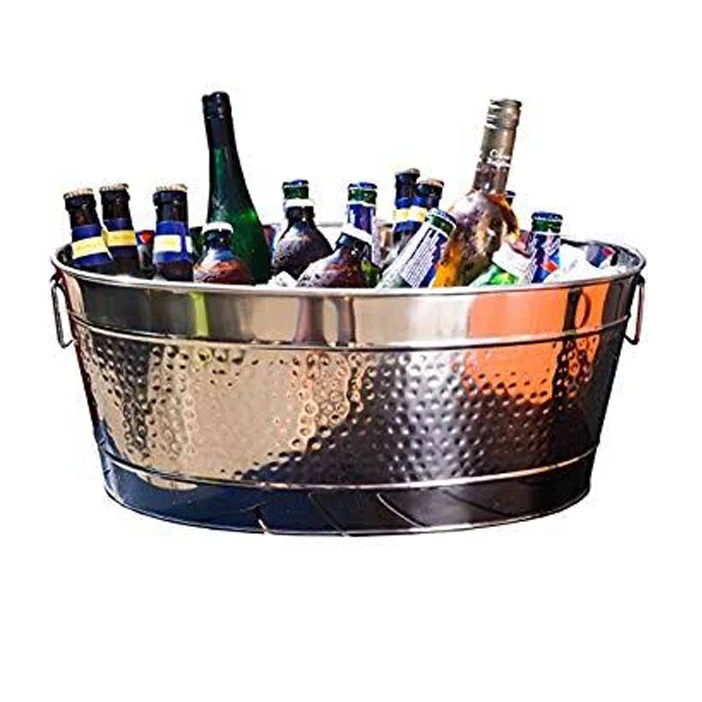 Classic Champagne Oval Shape Ice Bucket Beverage Wine Tub Metal