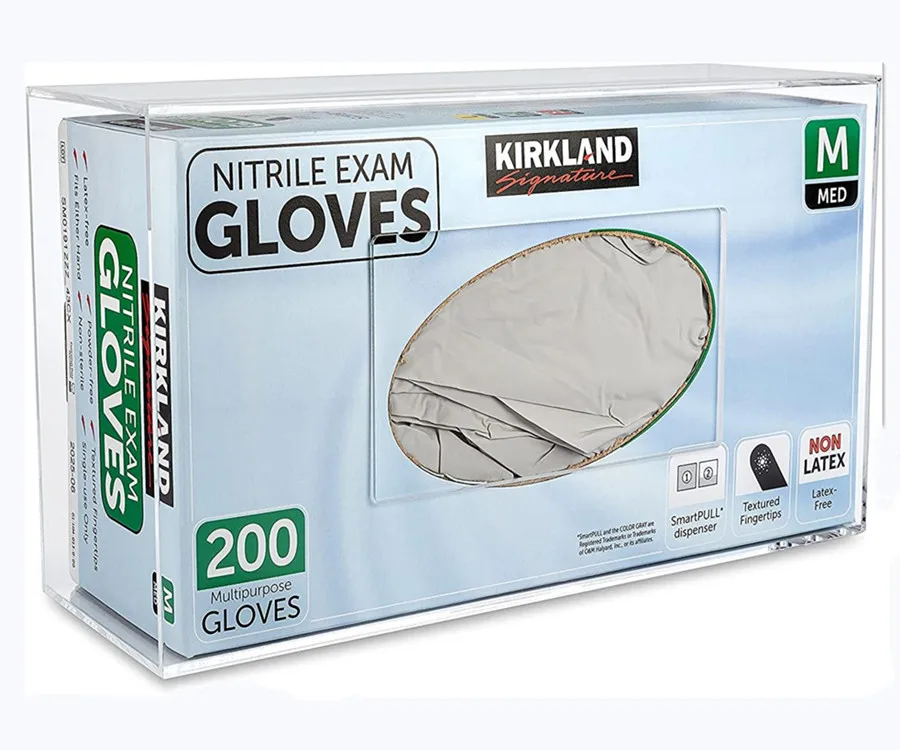 Clear Acrylic Single Individual Compartments Medical Lab Gloves Organizer Horizontal Gloves Dispenser Portable