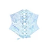 Sky Blue Satin With Black Mesh