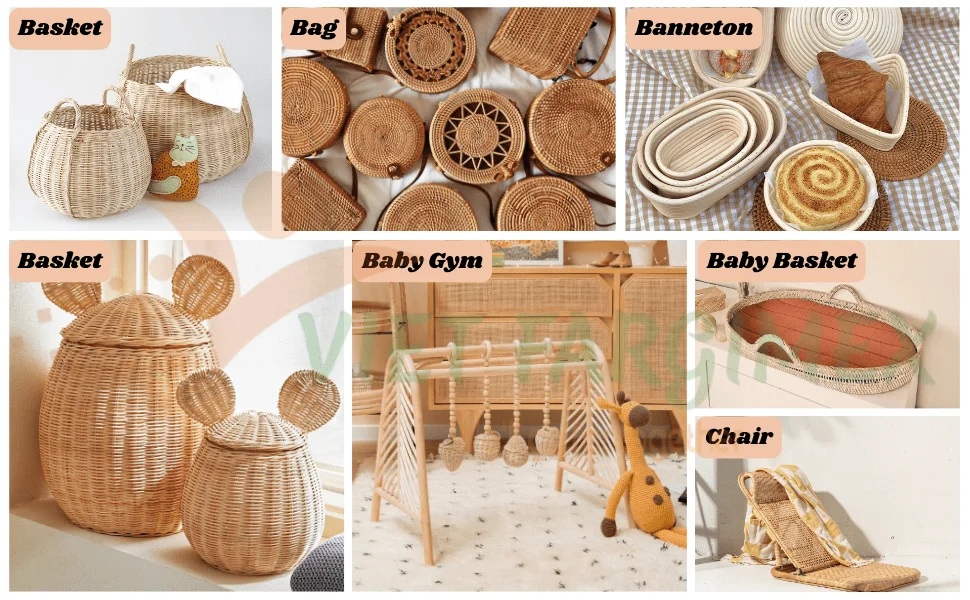 Basic Rattan Bag Women Natural Rattan Woven Handbags Customized Size ...