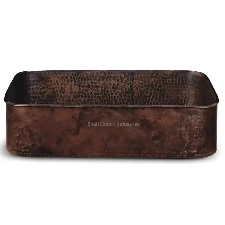 Hammered Look Leaf Design Copper Hand Wash Basin in Vintage Look Used for Home and Hotels Bathroom Accessories