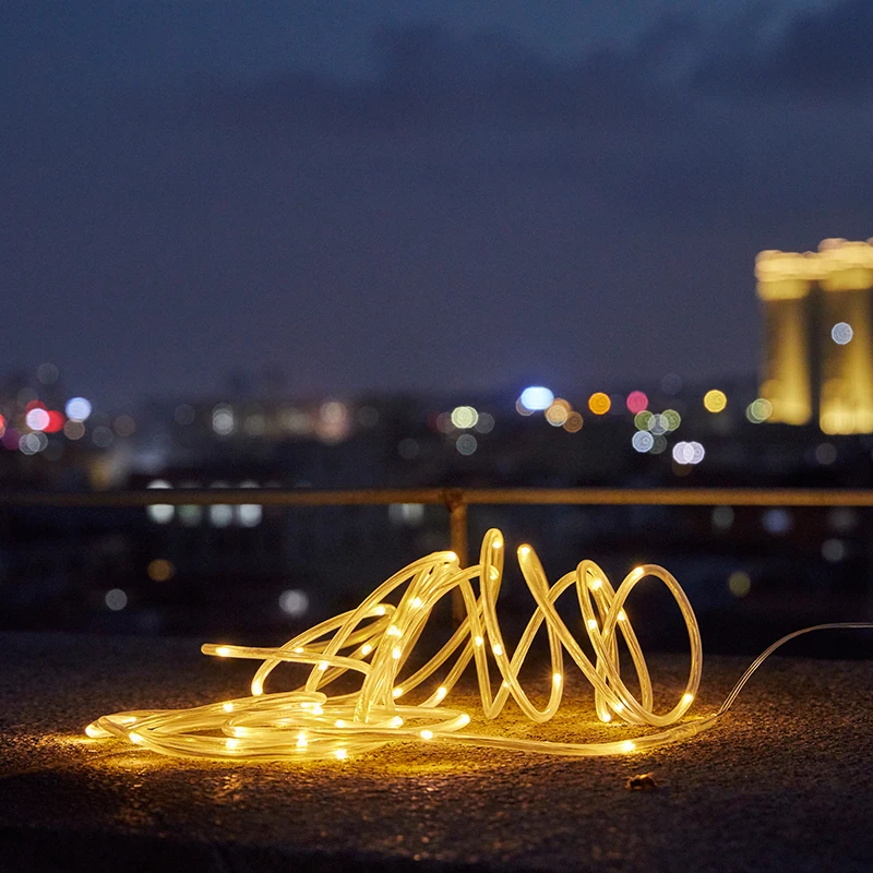5W Remote Control RGB LED Rope Lights USB Rechargeable 33Ft LED String Lights Outdoor IP65 Waterproof Colorful Fairy Tube Light