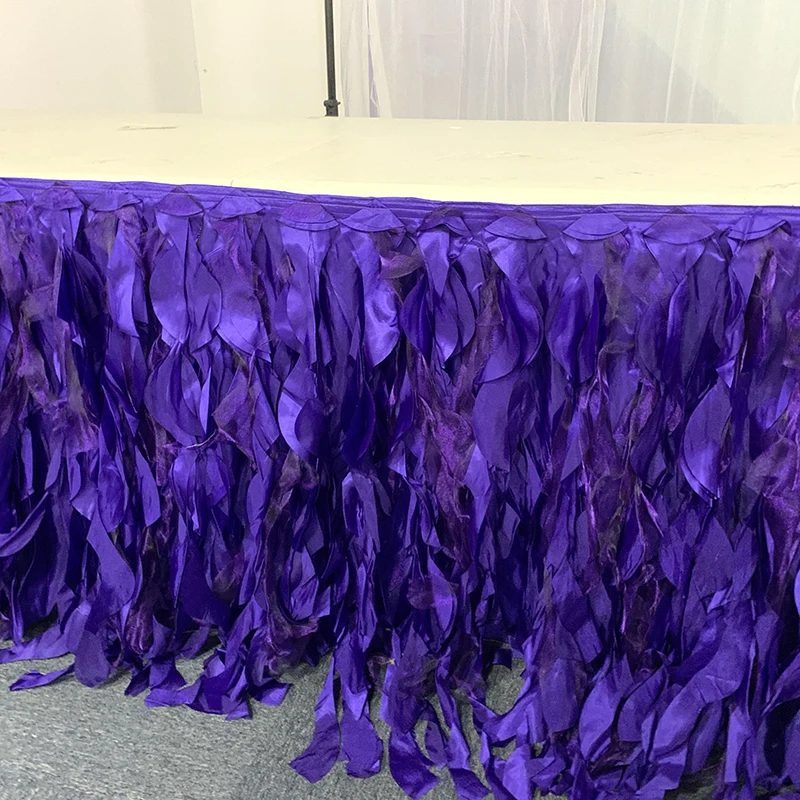 100% Polyester Multilayer Hawaiian Table Skirt with Hibiscus Flowers 4 Foot Disposable Party Table Decoration