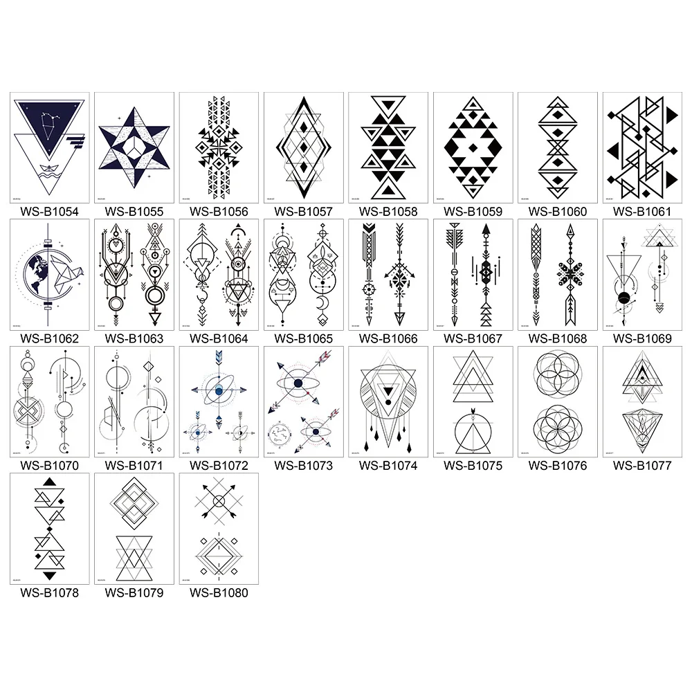 New Design Water Proof Geometrical Symbols Temporary Tattoo for Men & Women