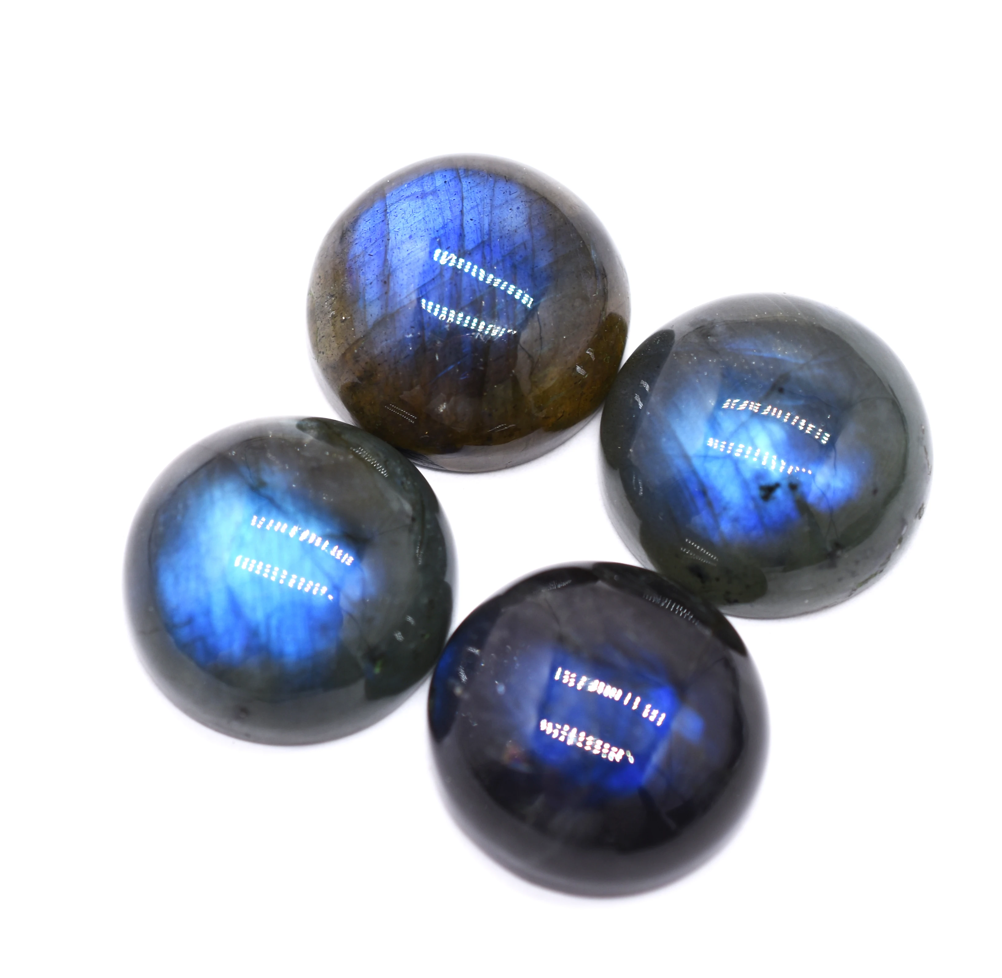 Natural Blue Fire Labradorite Round Shape Cabochons Loose Certified ...