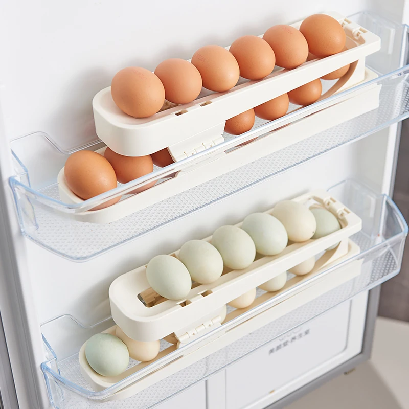WANUO Multi-Tier Self-Rolling Egg Organizer Kitchen Plastic Egg Organizer Fridge Egg Organizer for Fridge