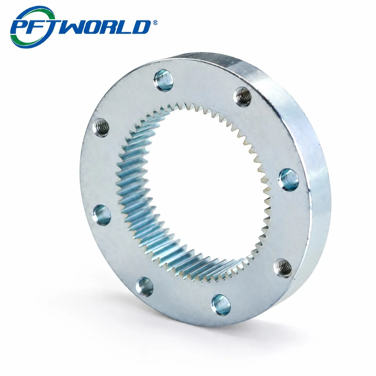 PFTWORLD precision CNC-machined zinc-plated internal spline ring flange