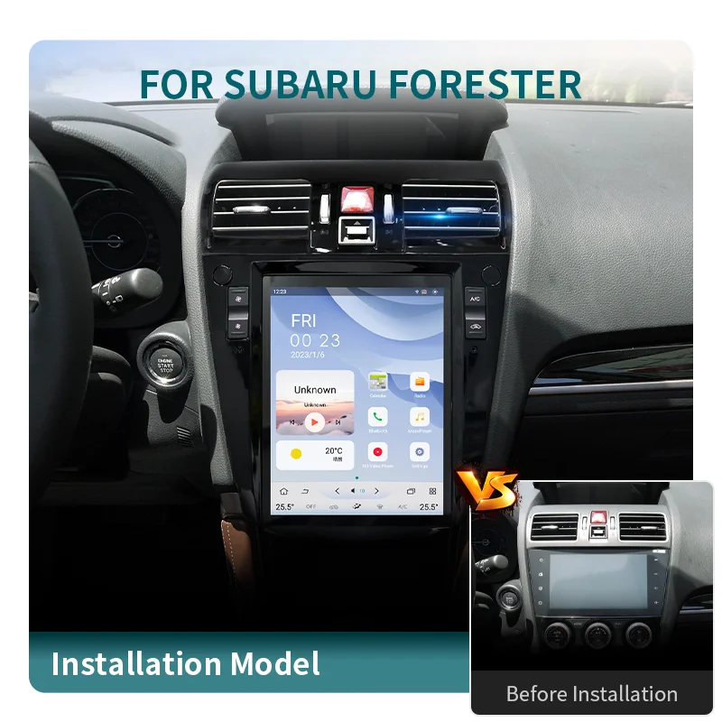 9.7\" Vertical Touch Screen Car Radio Audio System with GPS & RGB CarPlay Android Auto Compatible for Subaru Forester 2013-2017