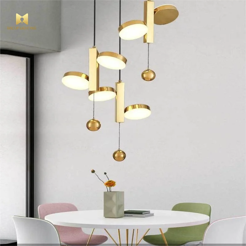 Nordic Single-Head Pendant Light – Iron Wood Mini Chandelier, Adjustable Chain, E26/E27 Socket