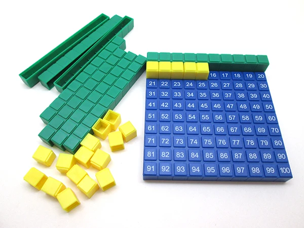 Interlocking Basic Ten Blocks PLOMA 29-Piece Non-Toxic Plastic Interlocking Base Ten Blocks with ...