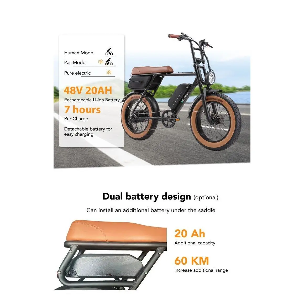 Cyclefort 20 Zoll 4.0 FatTire Ebikes, 48V 20Ah Mountain E-MTB E-Fahrrad