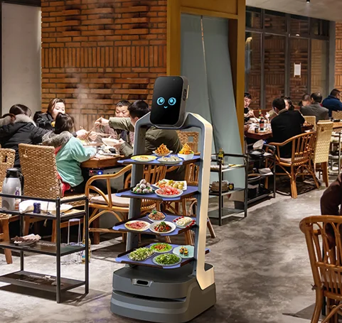 AI Intelligent Human Interactive Food Delivery Service Robots Mall Supermarket in Restaurant Parts Delivery Robot