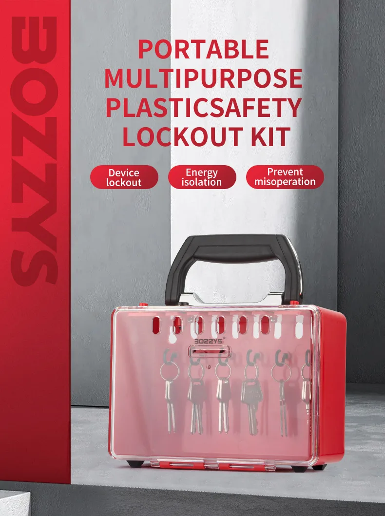 Portable 8-Padlock Lockout Box with Key Unlock Transparent Dust Cover ...