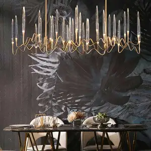 Shop Bar Front Line Luxury Lighting Modern Hanging Lamp Dining Room Chandelier Golden Chandelier 80 Home Office Iron + Acrylic
