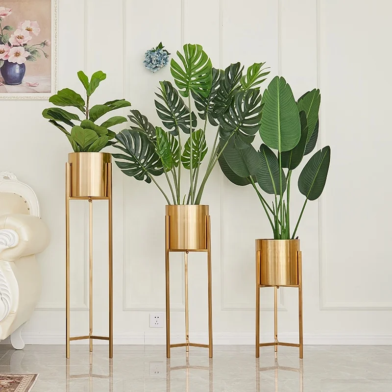 Factory Modern Planter Stand Plant Pots Round Flower Plant Stand Gold Metal for Indoor Outdoor High Quality Minimalist Iron