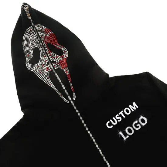 Best Quality 100 Cotton Fleece Custom Full Zip Hoodies Embroidery Puff