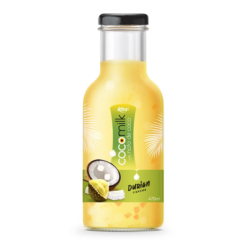 Кокосовое молоко собственной торговой марки со вкусом дуриана Nata De Coco 470 мл стеклянная бутылка пюре вьетнамского происхождения вкусный сок с бесплатным образцом
