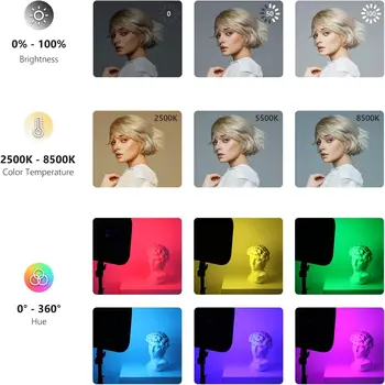 NEEWER 18.3" RGB LED Video Panel Light with App Control, 2 Pack Stand Kit, 360 Full Color/2500K~8500K/CRI97+/17 Scene Effects product image
