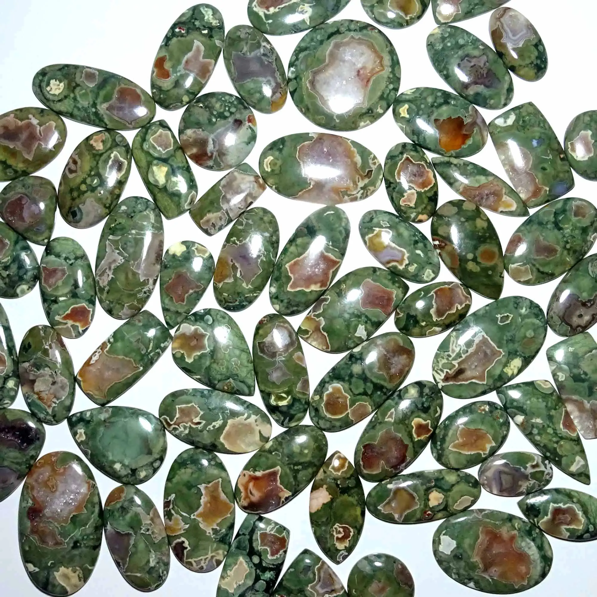 High Quality Natural Rhyolite Rainforest Jasper Gemstone Loose Cabs ...