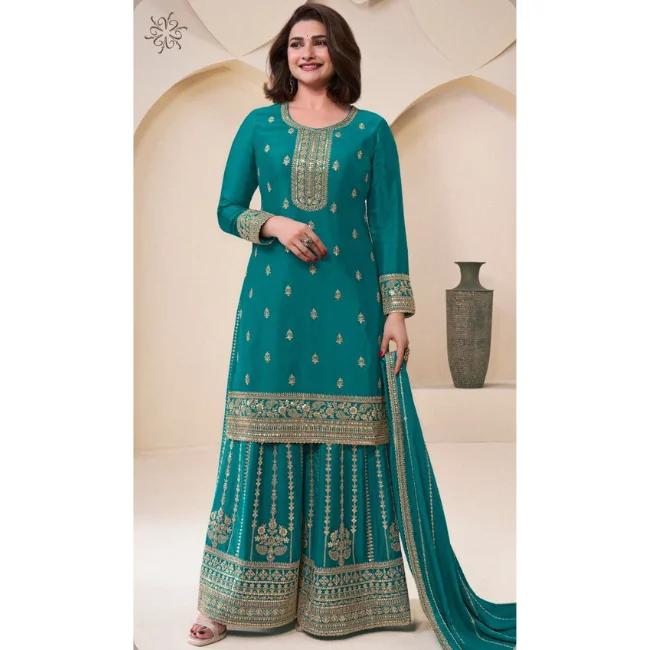 Heavy Exclusive Indian Designer Colorful Embroidered Handwork Kurta with Traditional sarara Clothing Wholesale