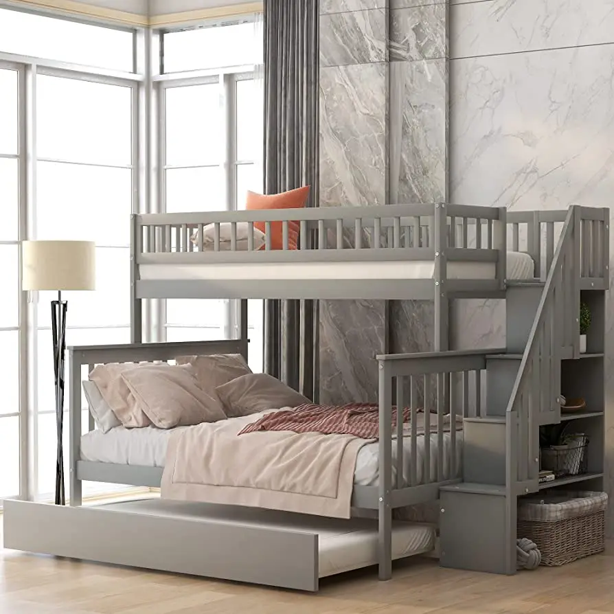 Wholesale Modern Vietnam Wooden Bunk Beds Natural Wood Material Bedroom