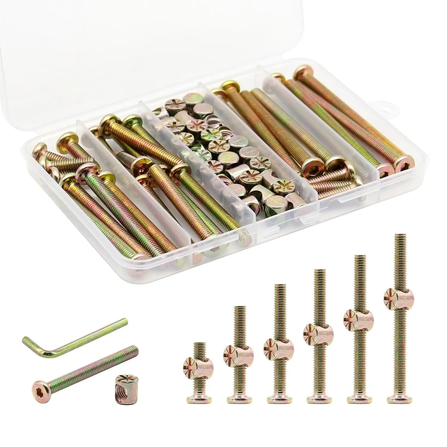Hardware Replacement Kit Baby Bed Frame Bolts Barrel Nuts Wooden Dowel Pins Hex Drive Socket Cap Screws Kit for Beds Chairs