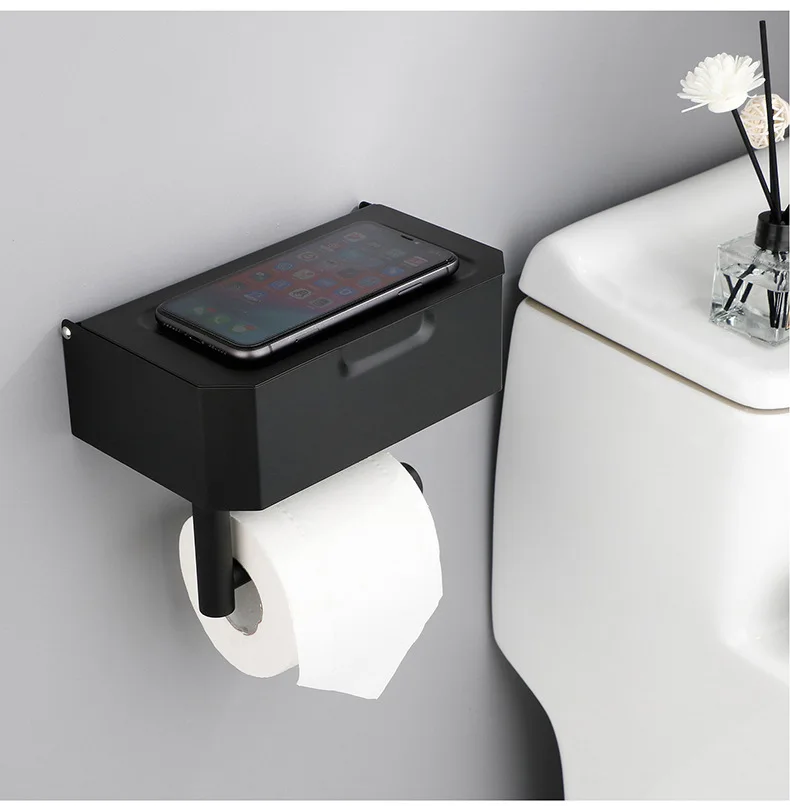 304 Stainless Steel Brushed Wet Wipes Toilet Paper Holder With Shelf