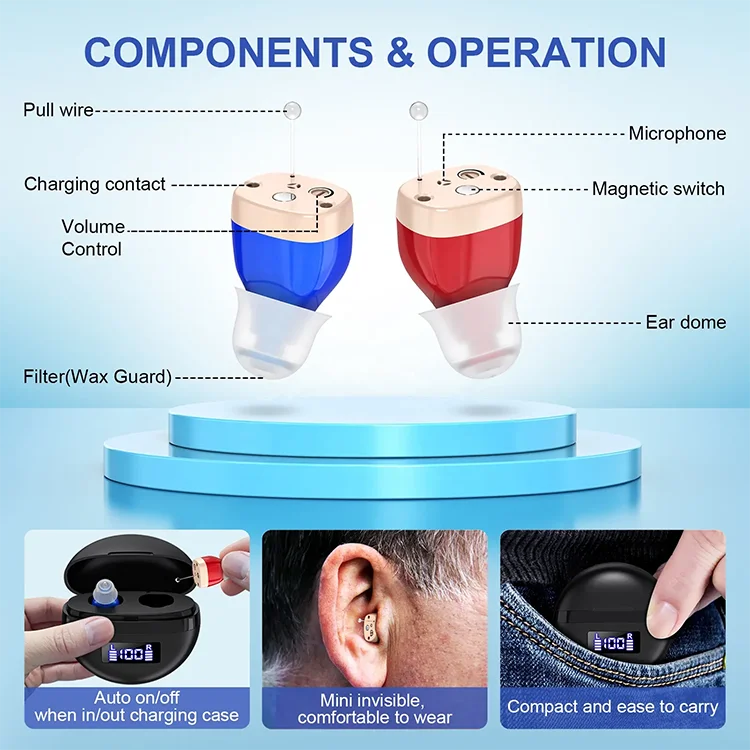 Hearking Cic Hearing Aids Rechargeable Mini Ear Aid Hearing Aids German