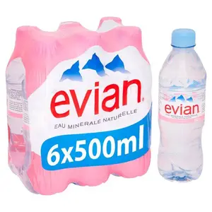 Evian Natural Spring Water Premium Glass Bottles ISO Certified France 33.8 Fl Oz (Pack of 12)