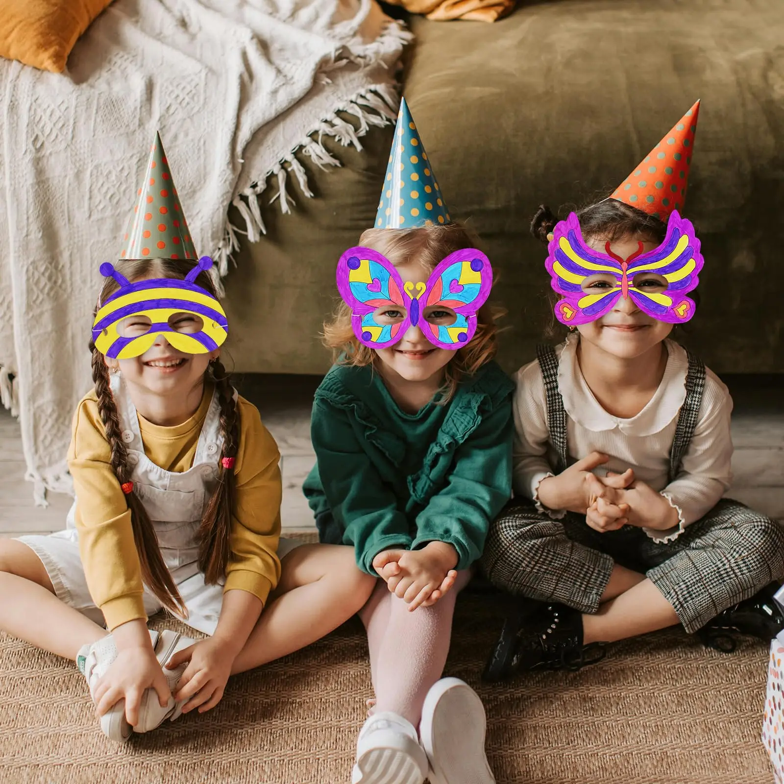 Butterfly Paper Masks for Kids Fun Cosplay Party Supplies