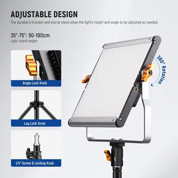 Neewer 2 Packs Dimmable Bi-color 480 LED Video Light and Stand Lighting Kit Includes: 3200~5600K CRI 96+ LED Panel With U detail image
