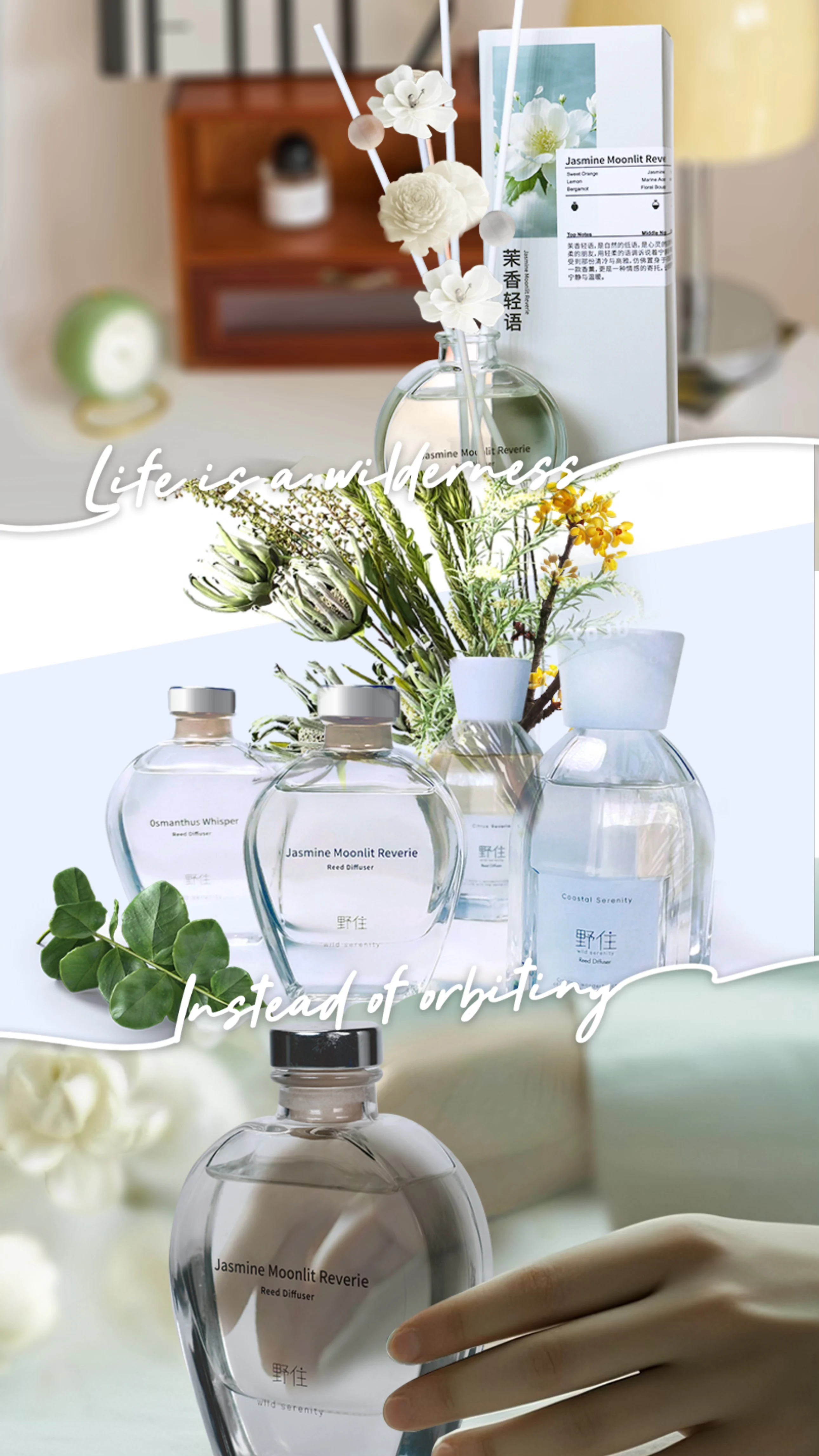 product premium heart shaped crystal flat bottle reed diffuser gift set  natural rattan sticks holiday home  office decor gift-1