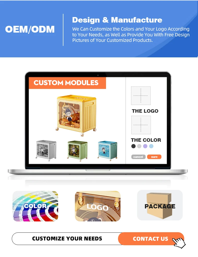 product wanuo collapsible kids toy storage box home plastic storage box cute kids toy storage box with wheels-6