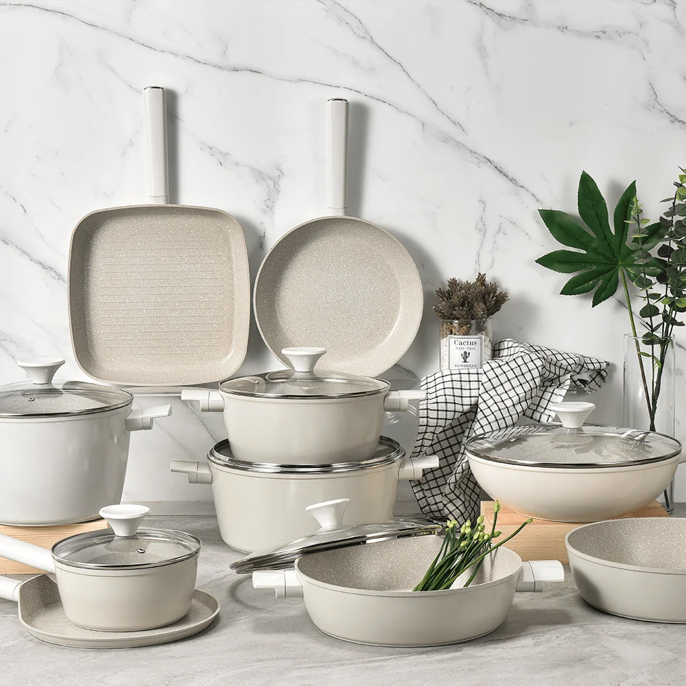 Smartpan Custom 16 Pieces Set  Cookware Set Non Stick Kitchen Metal Aluminum Customized Logo Modern Sustainable