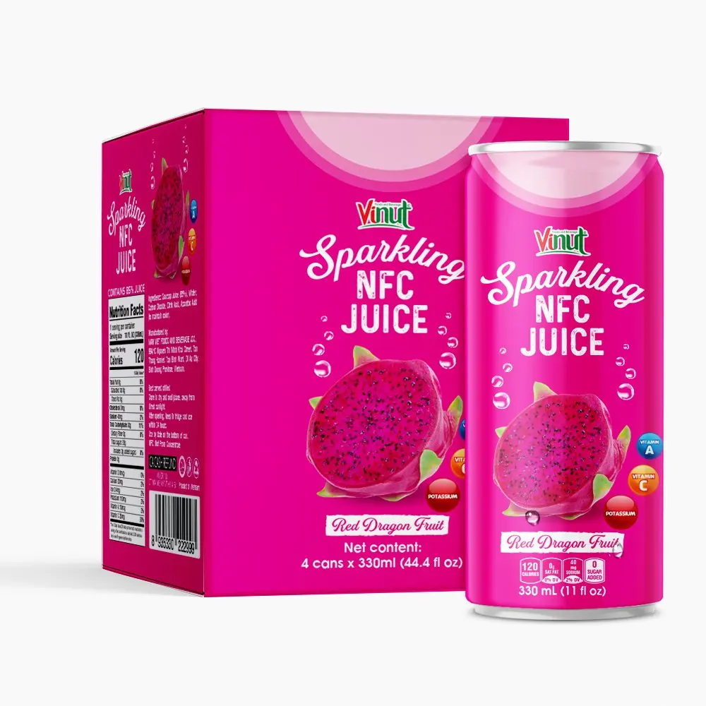 330ml Can VINUT Sparkling Red Dragon Juice Carbonated Drink Vietnam Suppliers Manufacturers