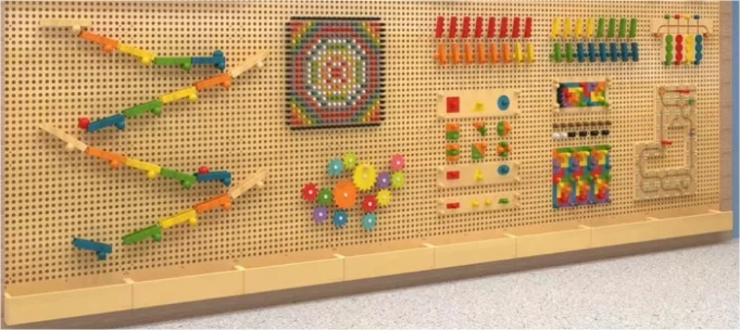 Factory House Shape Interactive Wall Panel Toy With Wooden Material Eva ...