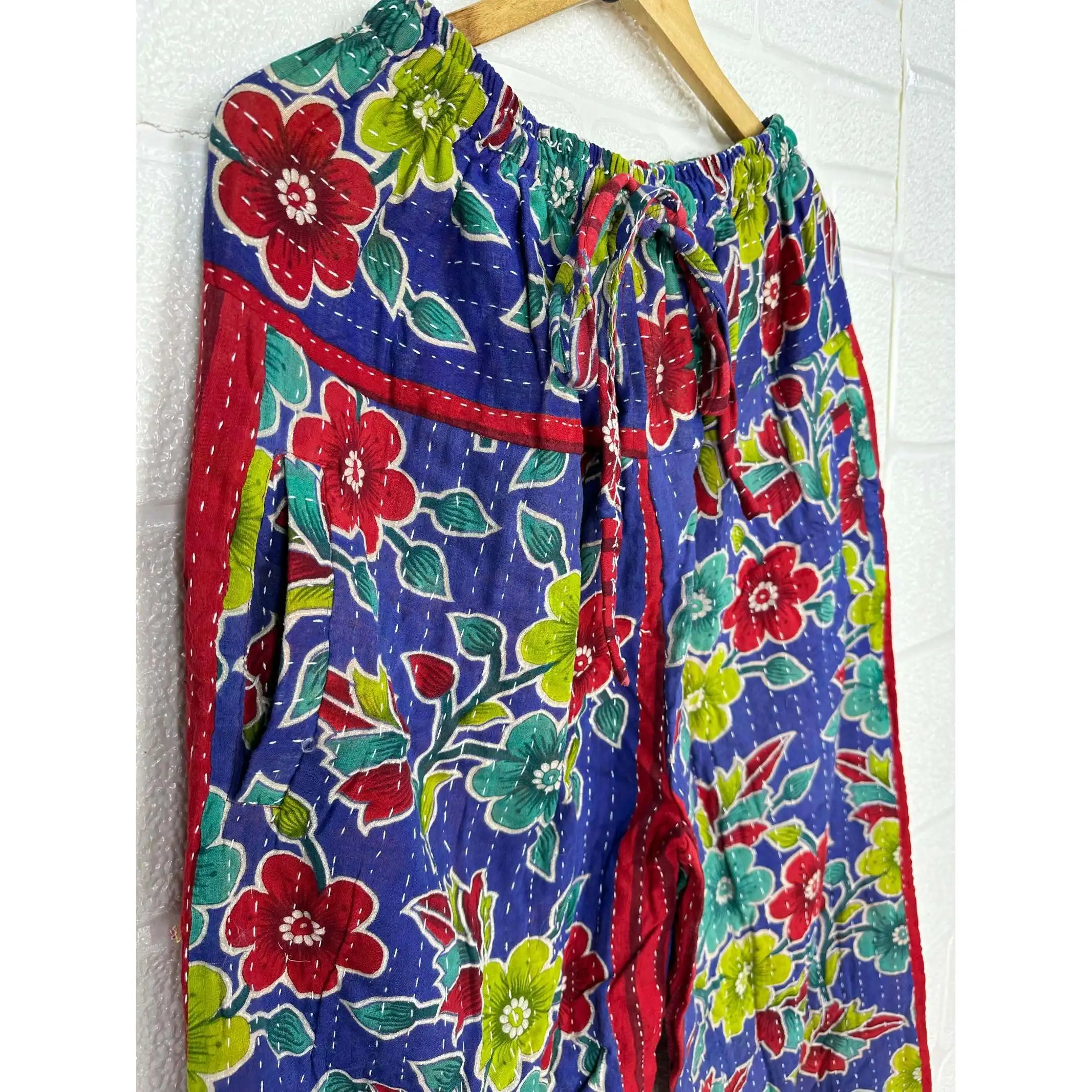 Unisex Boho Vintage 100% Cotton Pajama Soft Breathable Lightweight Comfy Sleepwear Woven Nightwear for Men and Women