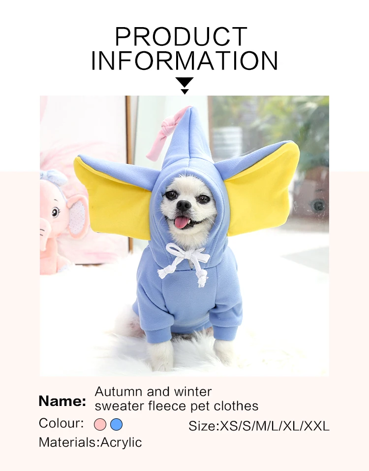 Animal Clothing Elephant Cat Autumn Winter Sweater Fleece Sleeve Tops