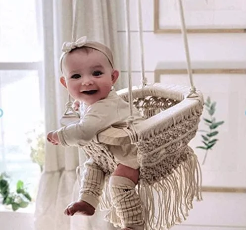 Eco-friendly Handmade Macrame Baby Swing for Indoor Outdoor