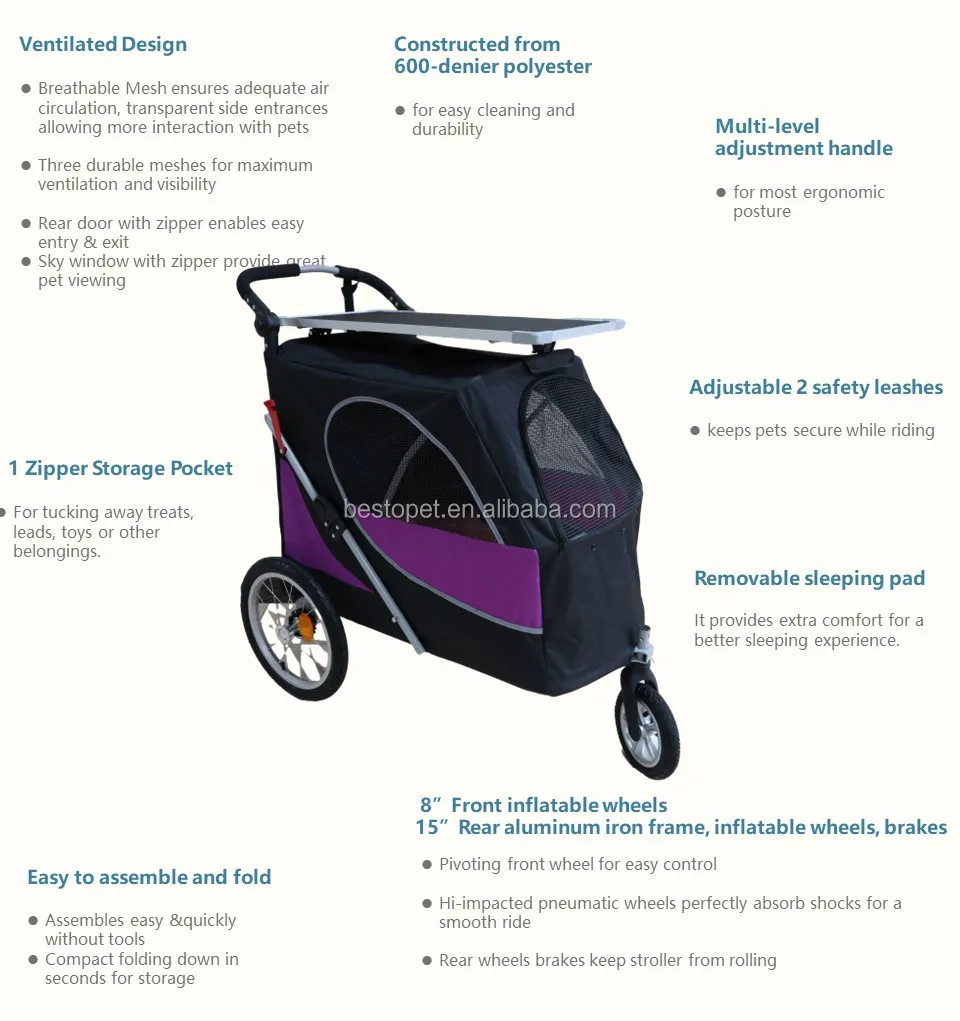 Pet Dog Stroller Skyline For Medium And Large Dogs With Grooming Table,Heavyduty Pet Buggy,Dog