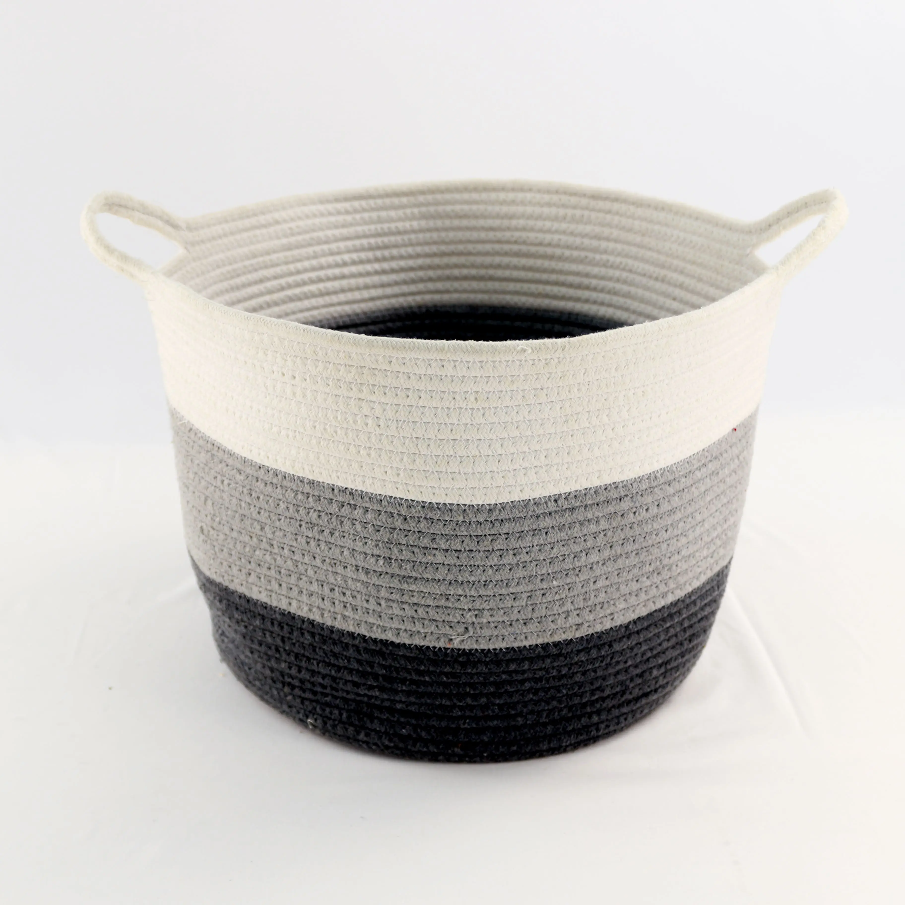 Woven Basket With Rainbow Handle Portable Reusable Storage Basket Cotton Rope Handbag With