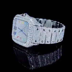 Top Brand 2026 Custom Luxury Business Band Full Iced Hip Hop Diamond Moissanite Watch Mechanical Automatic ETA Movement Sapphire